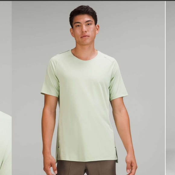 Lululemon medium textured training short sleeve shirt green ventilation active - Picture 5 of 12